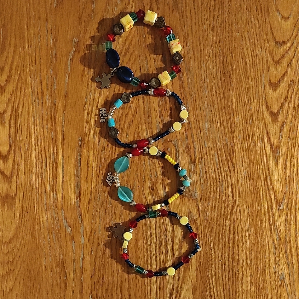 Yellow, Red & Blue Beaded Bracelets Jewelry Collection